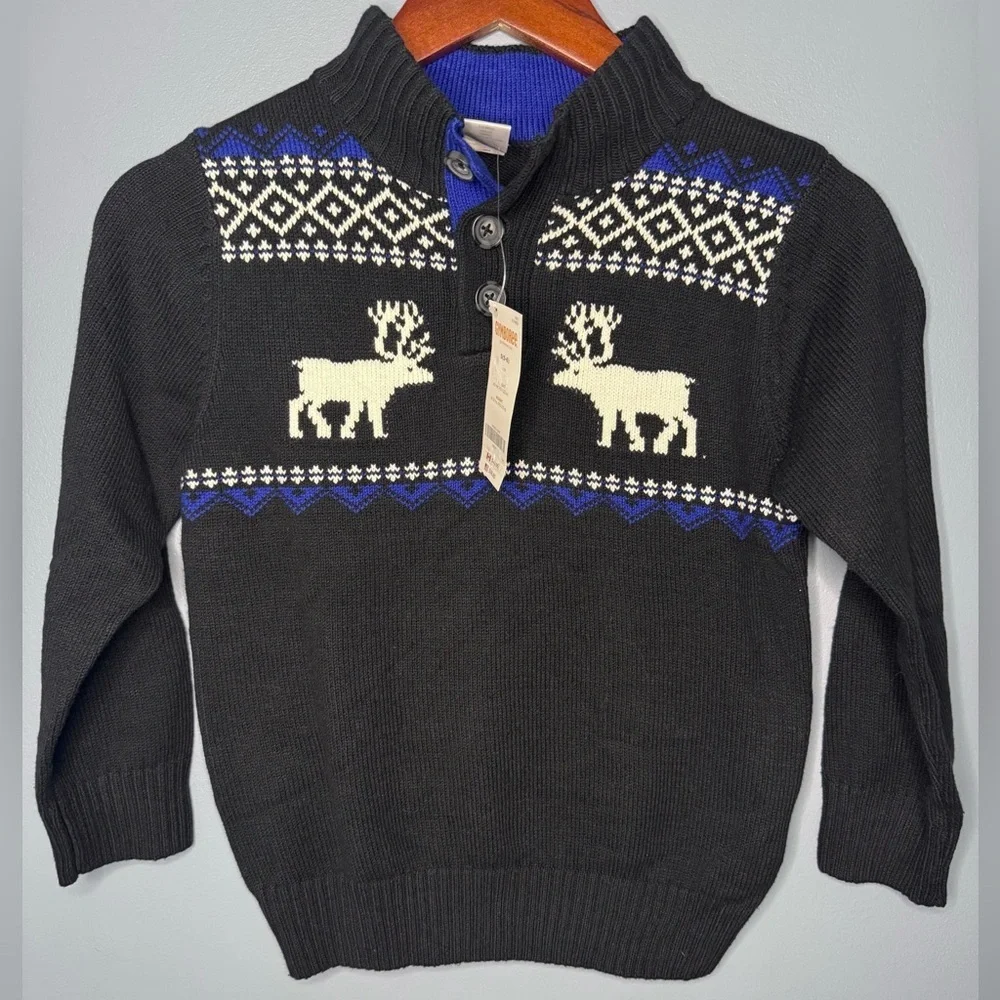 NWT Gymboree Reindeer Fair Isle Winter Sweater Woodland Rustic Size Small (5-6)